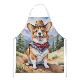 Corgi Cowboy Welcome Apron Cooking Kitchen Server Baking Crafts Gardening for Adult Women Men, Unisex, Large, Multicolor