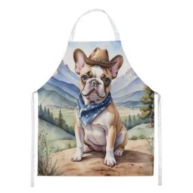 French Bulldog Cowboy Welcome Apron Cooking Kitchen Server Baking Crafts Gardening for Adult Women Men, Unisex, Large, Multicolor
