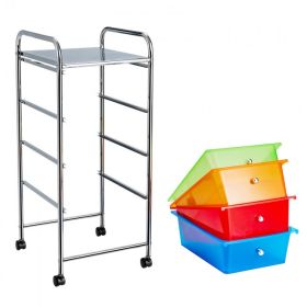 4-Drawer Cart Storage Bin Organizer Rolling with Plastic Drawers (Color: Transparent Multicolor)
