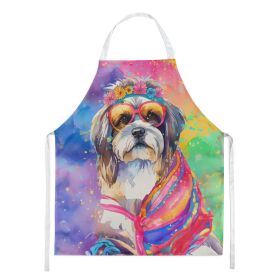Shih Tzu Hippie Dawg Apron Cooking Kitchen Server Baking Crafts Gardening for Adult Women Men, Unisex, Large, Multicolor (Default: Default)